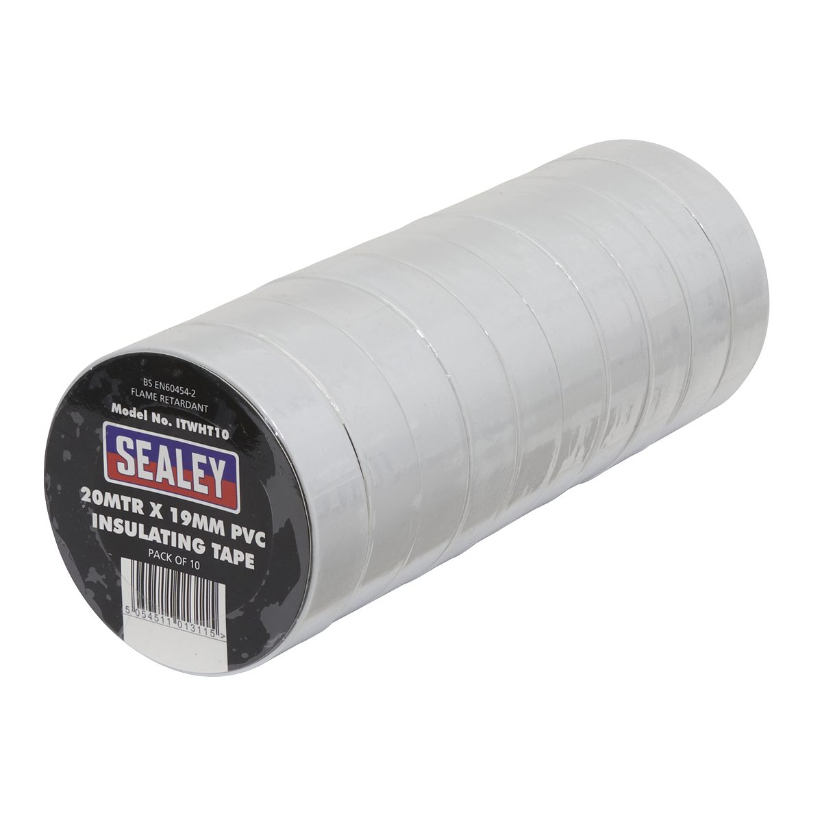 Sealey ITWHT10 PVC Insulating Tape 19mm x 20m, White - Pack of 10