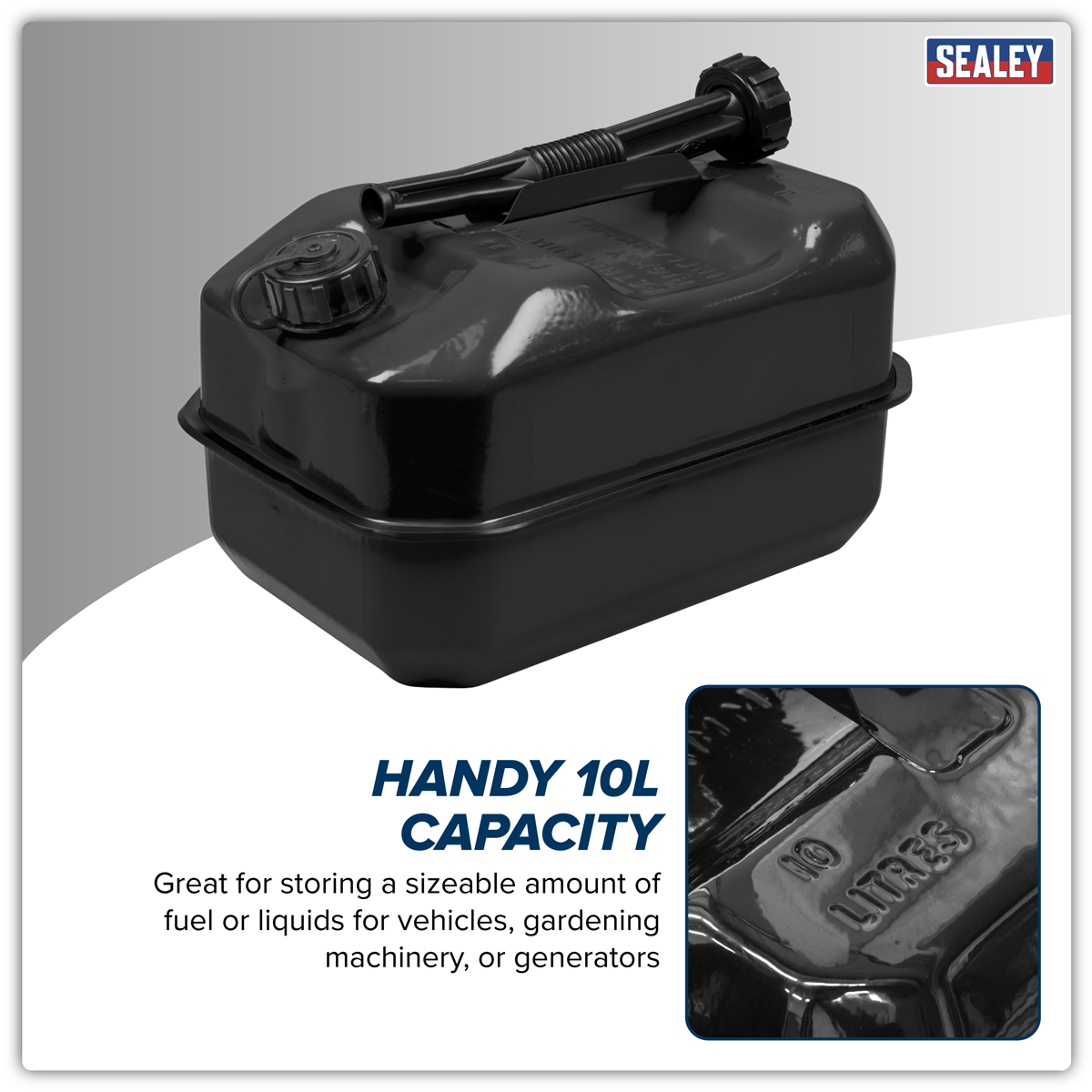 Sealey JC10RB Jerry Can 10L - Black