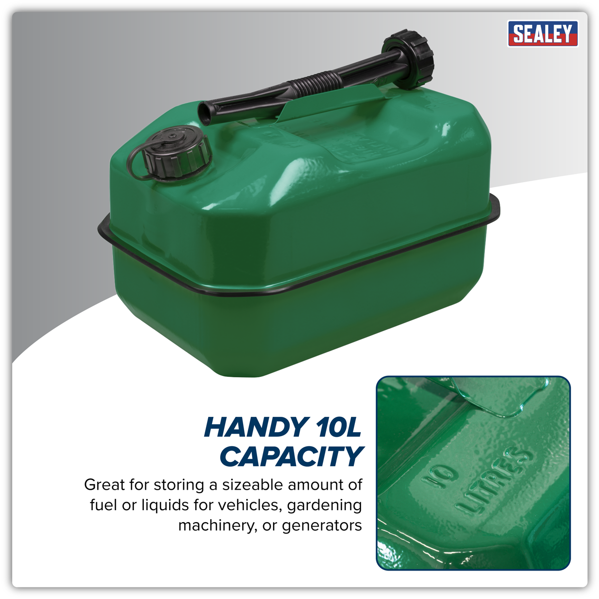 Sealey JC10RG Jerry Can 10L - Green