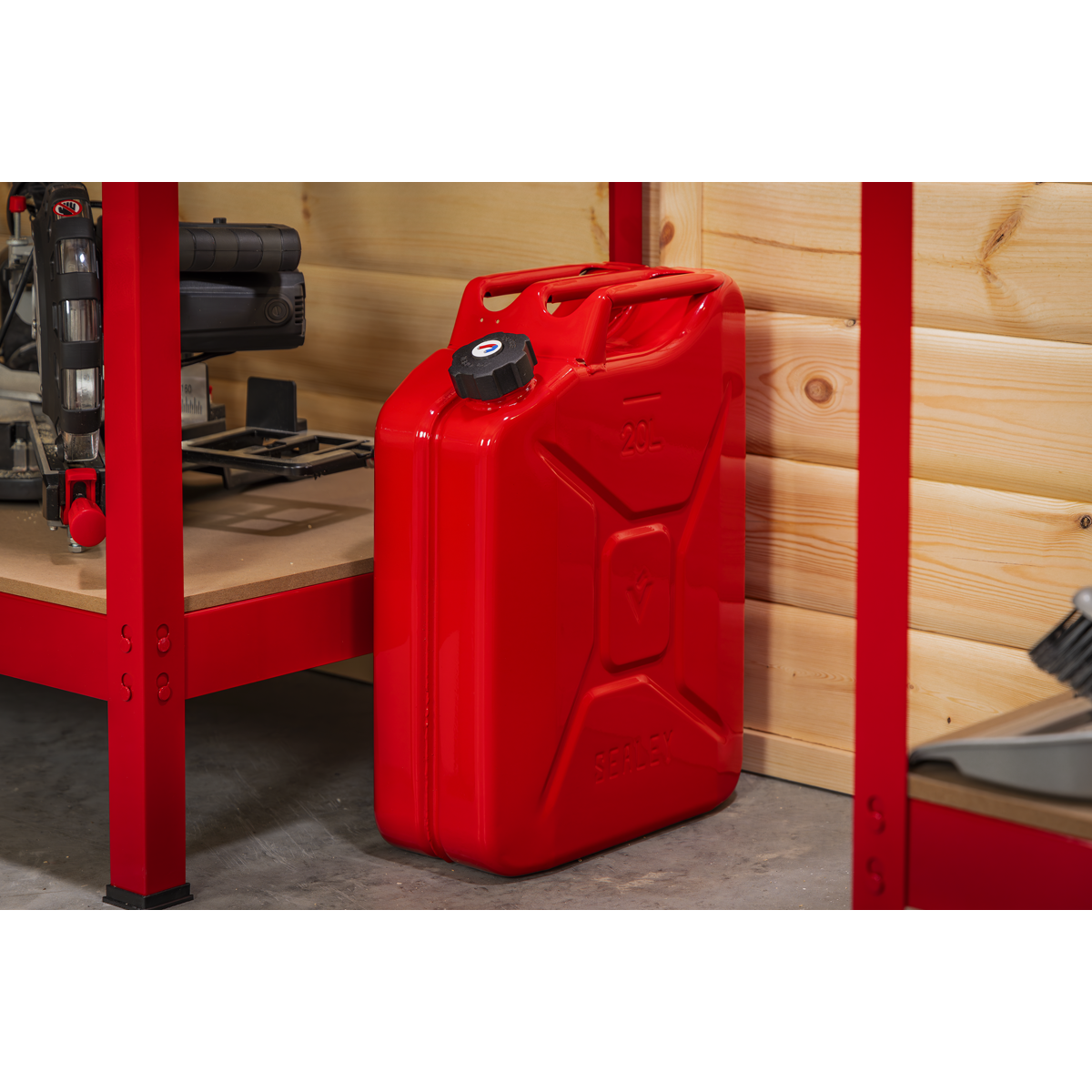 Sealey JC20SCR Screw Cap Metal Jerry Can 20L - Red
