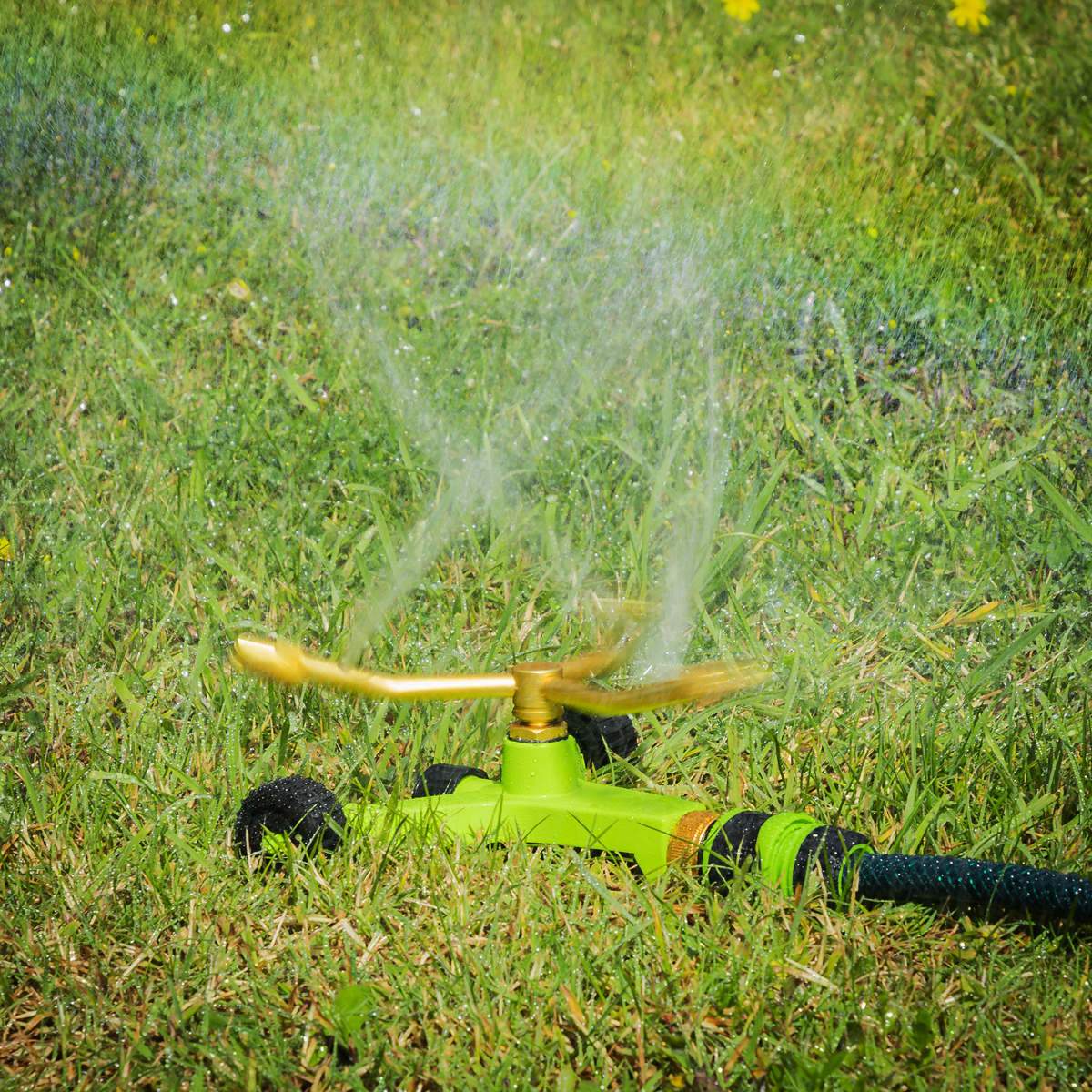 Sealey JS2032 3-Arm Brass Sprinkler with Metal Wheeled Base