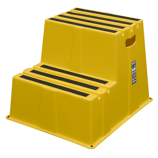 Sealey KS6 Heavy-Duty 2-Step Safety Steps with Anti-Slip Treads 150kg Capacity, Yellow - EN 14183