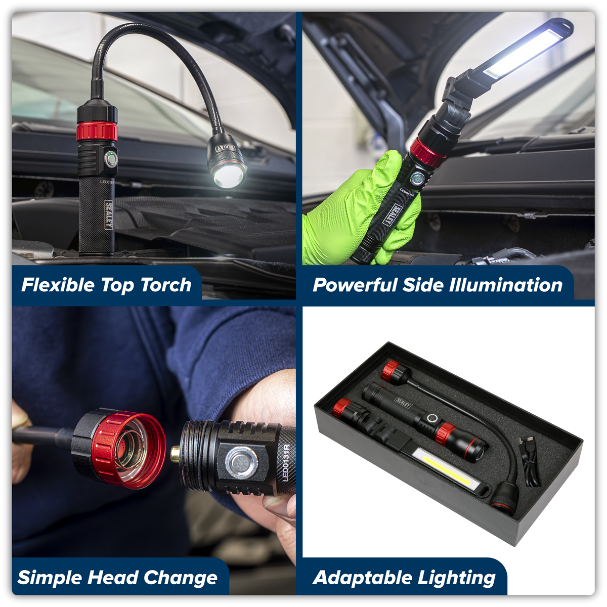 Sealey LED0131R Rechargeable 3-in-1 Inspection Light 5W COB & 10W SMD LED