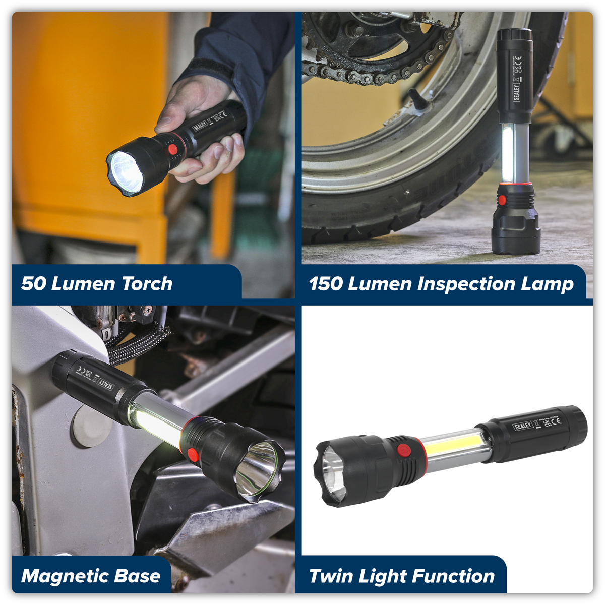 Sealey LED069 Torch/Inspection Light 3W COB & 3W LED