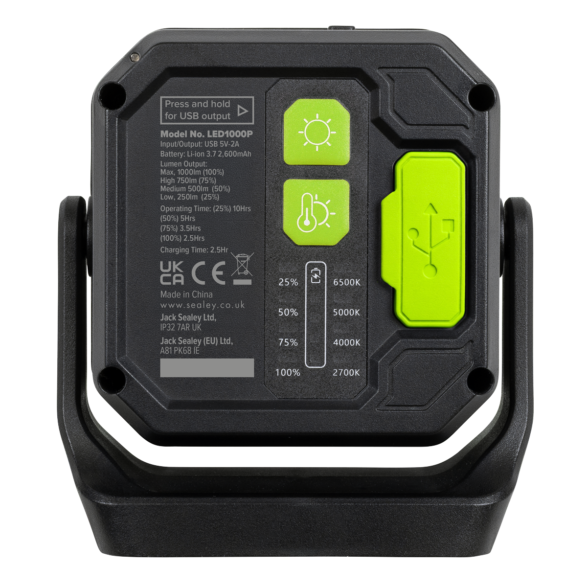 Sealey LED1000P Rechargeable 360° Floodlight & Power Bank 12W COB LED
