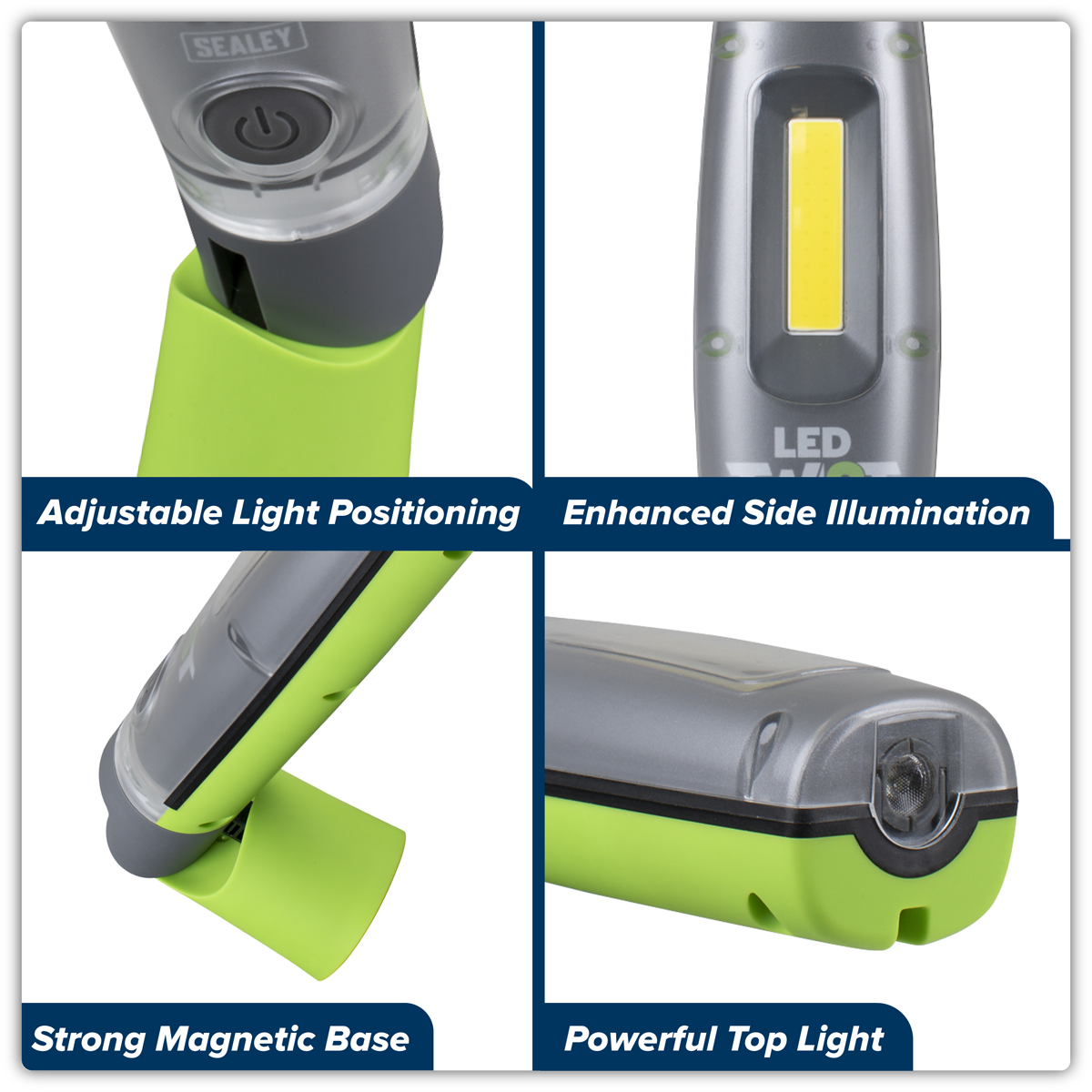 Sealey LED1001G LED Twist® Rechargeable Inspection Light 8W COB & 1W SMD