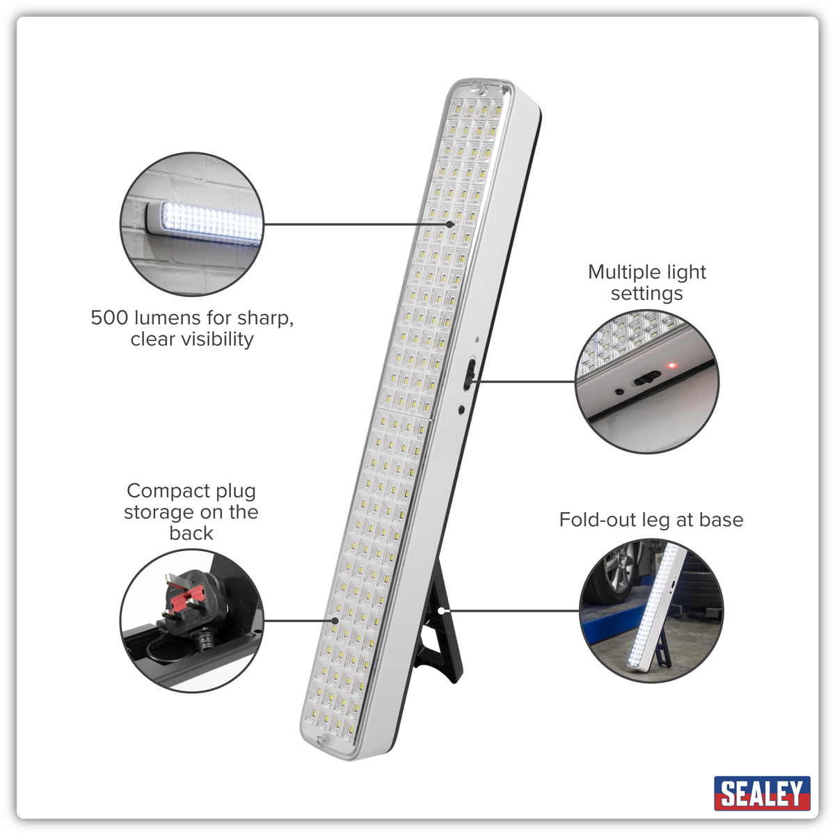Sealey LED1200E Rechargeable Emergency Floodlight 5W SMD LED