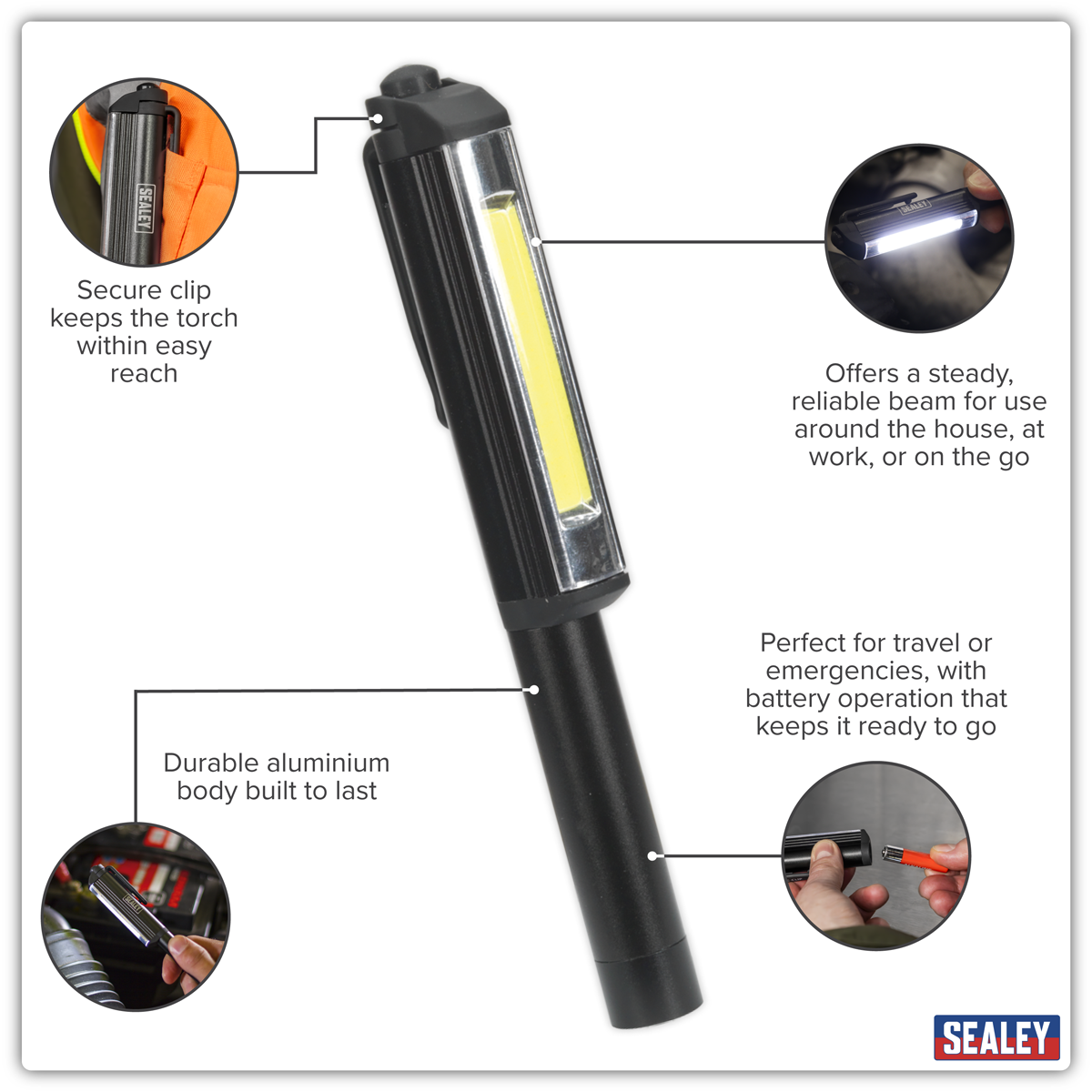 Sealey LED125 Penlight 3W COB LED
