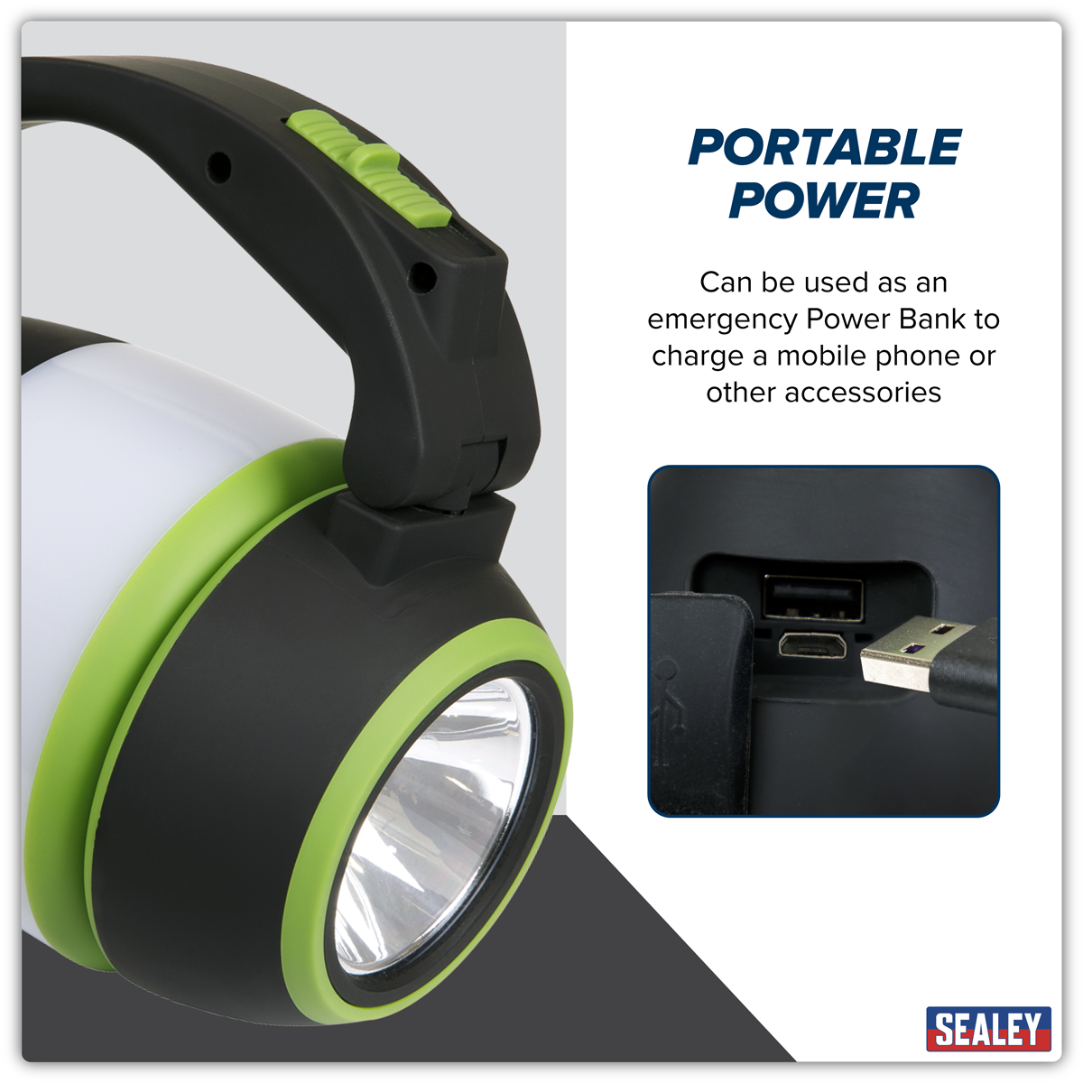 Sealey LED140 Rechargeable 3-in-1 Spotlight 3W SMD LED