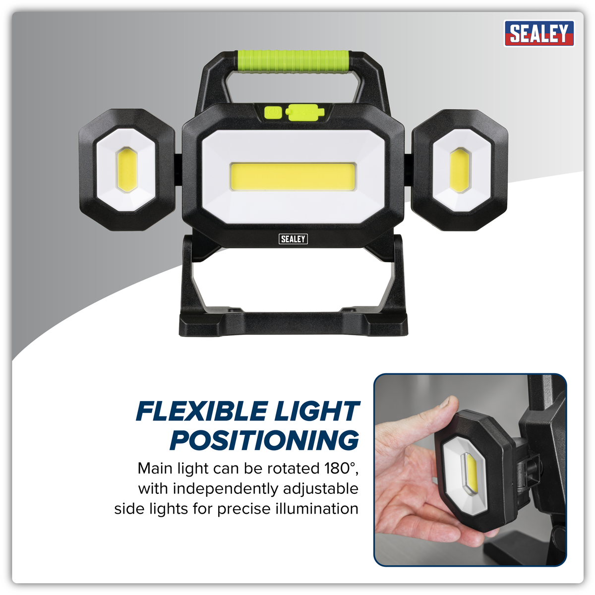 Sealey LED18WFL Rechargeable Flexible Floodlight 31W & 26W COB LED