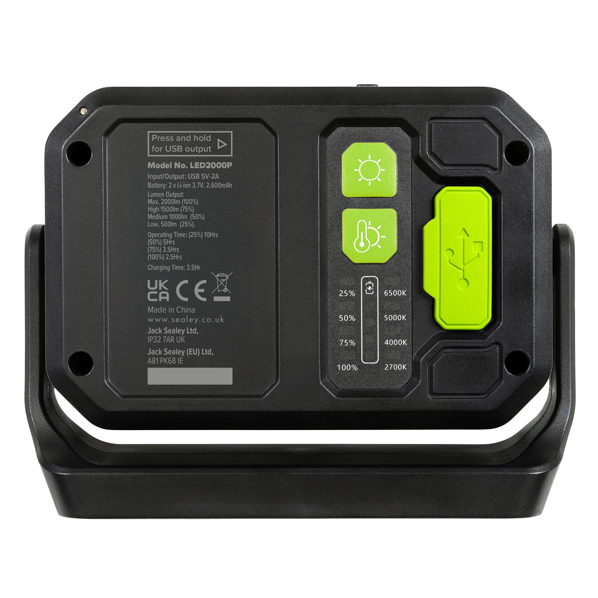 Sealey LED2000P Rechargeable 360° Floodlight & Power Bank 24W COB LED