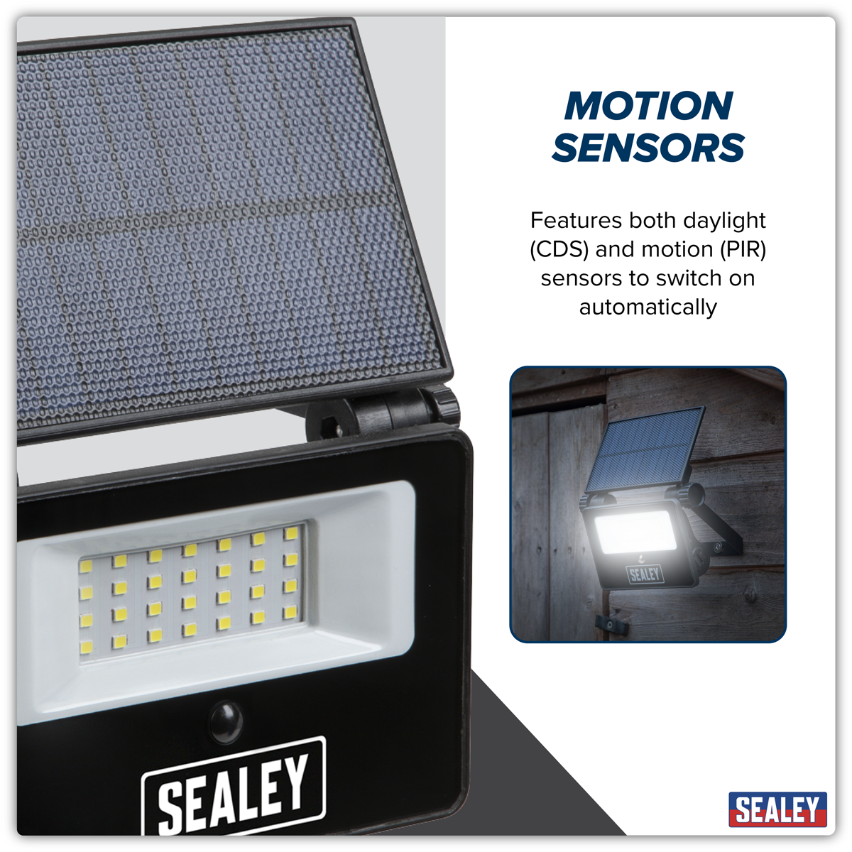 Sealey LED20S Extra-Slim Solar Floodlight with Wall Bracket 20W SMD LED