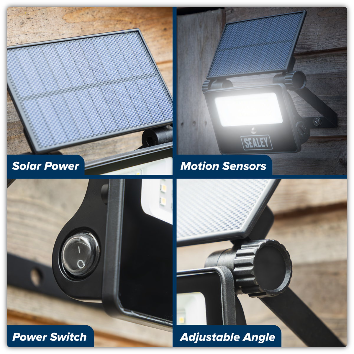 Sealey LED20S Extra-Slim Solar Floodlight with Wall Bracket 20W SMD LED