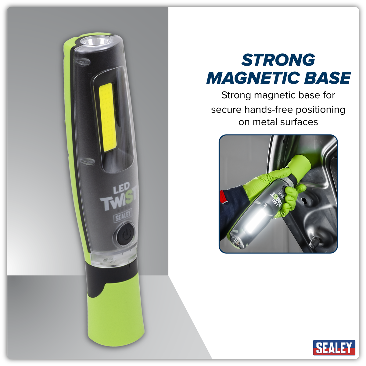 Sealey LED3001G Rechargeable LED Twist® Inspection Light 20W COB + 3W SMD, 3000lm, Magnetic Base & Power Bank