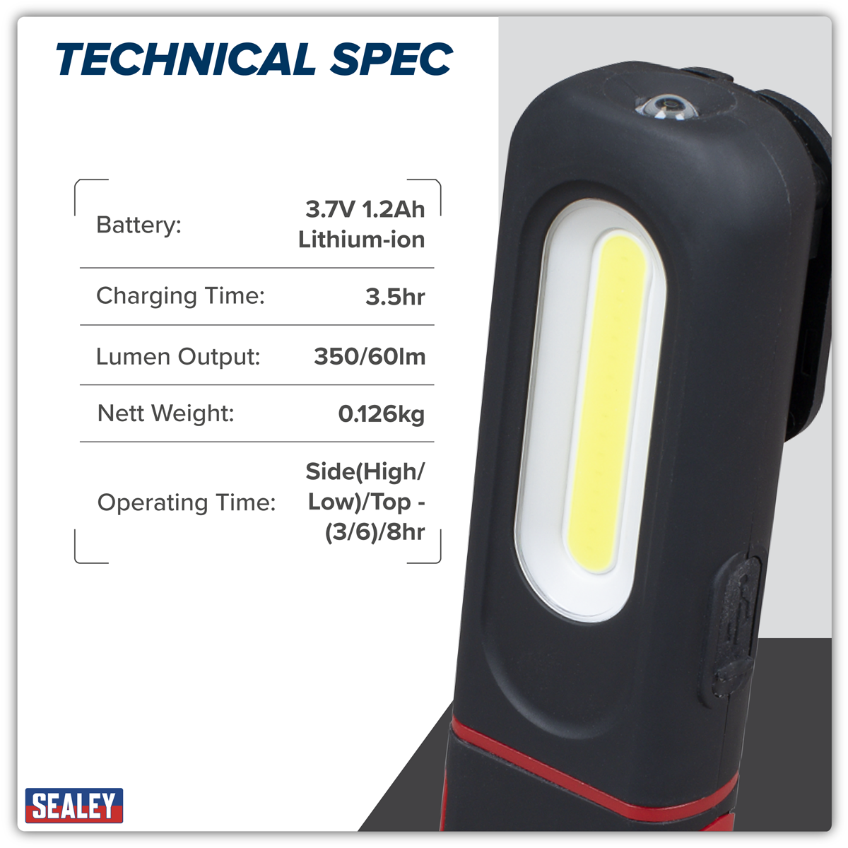 Sealey LED317 LED Twist® Rechargeable Inspection Light 3W COB & 3W SMD LED