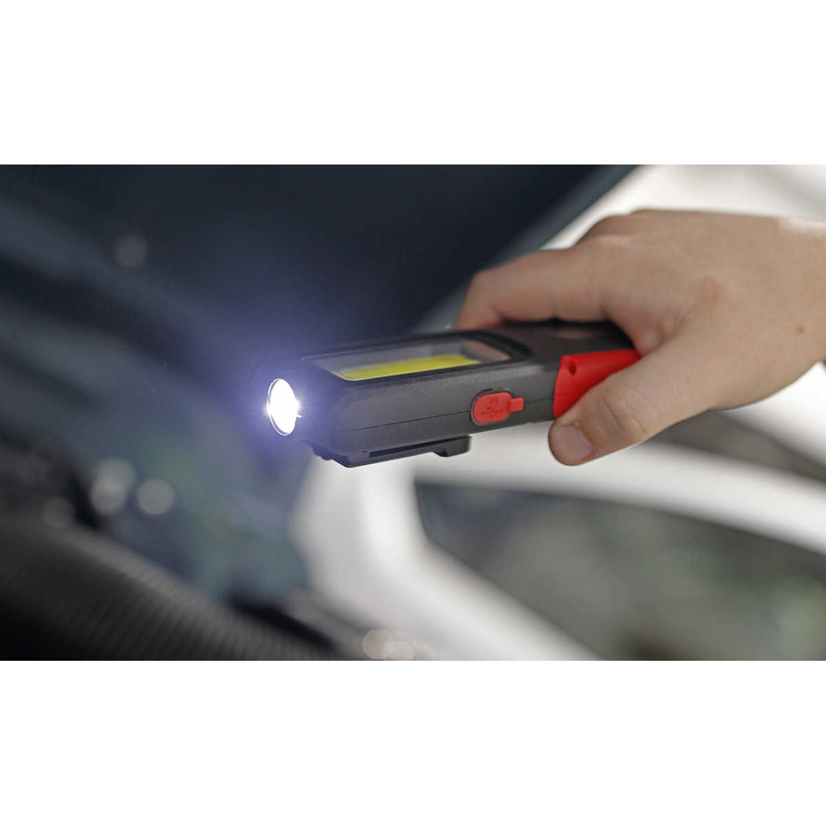 Sealey LED318R Rechargeable Inspection Light with Power Bank 5W COB & 3W SMD LED - Red