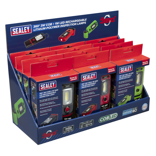 Sealey LED3601COMBO LED3601 Series Inspection Light Combination - Display Box of 12