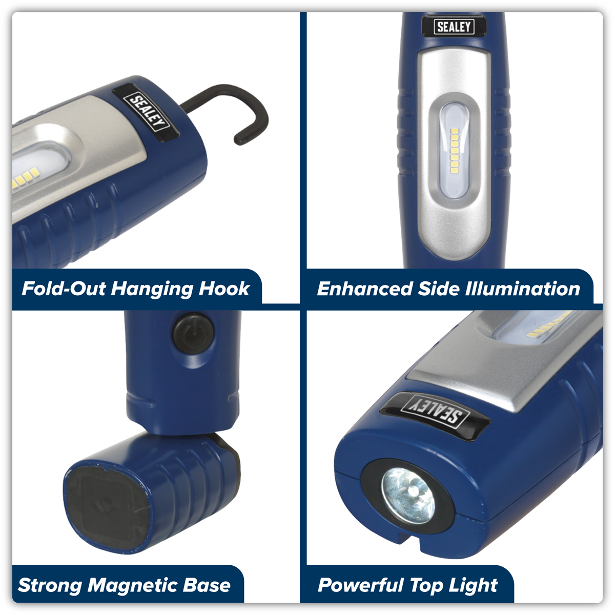 Sealey LED3602B Rechargeable 360° Inspection Light 4W & 3W SMD LED - Blue