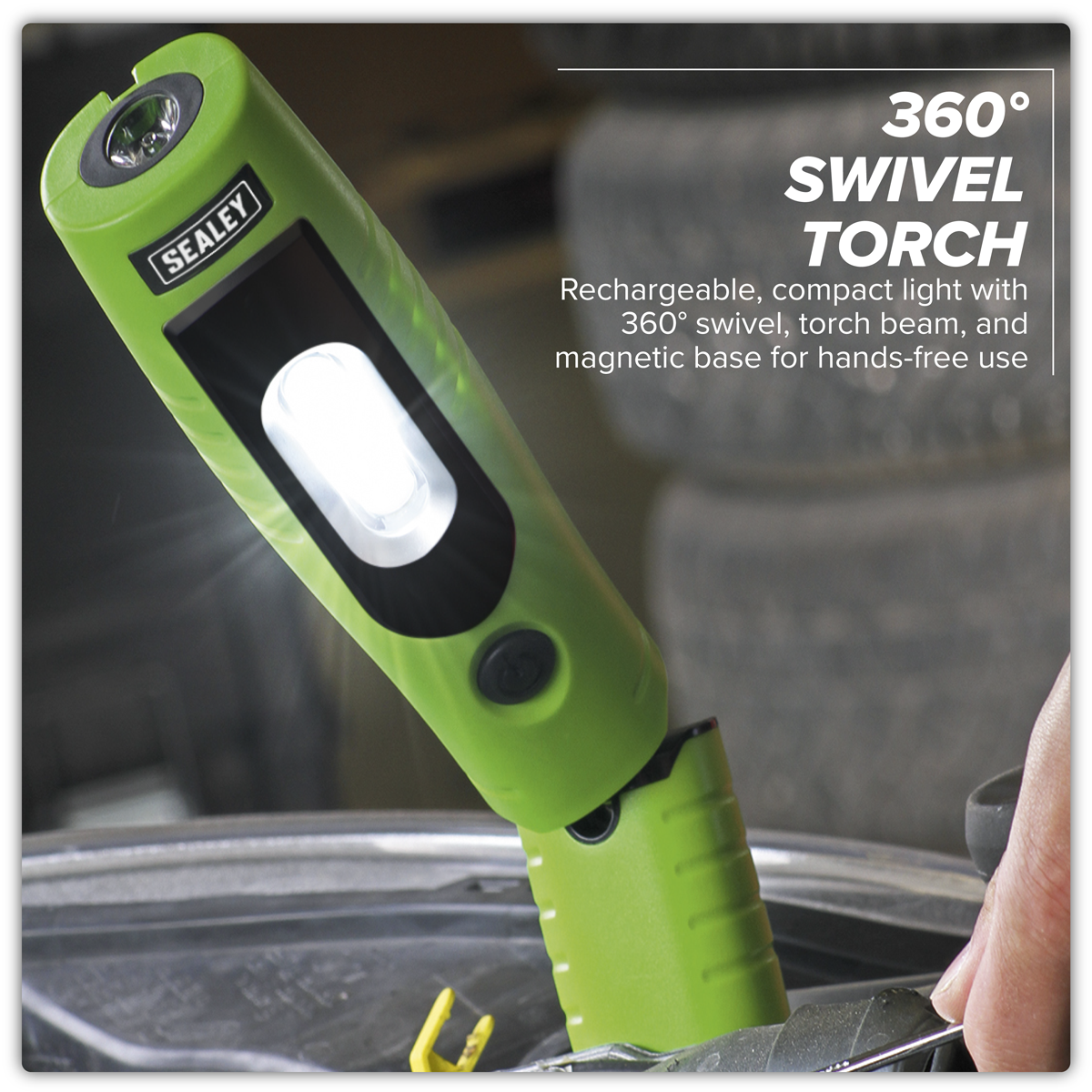 Sealey LED3602G Rechargeable 360° Inspection Light 4W & 3W SMD LED - Green
