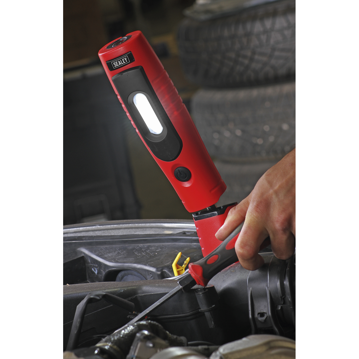 Sealey LED3602R Rechargeable 360° Inspection Light 4W & 3W SMD LED - Red