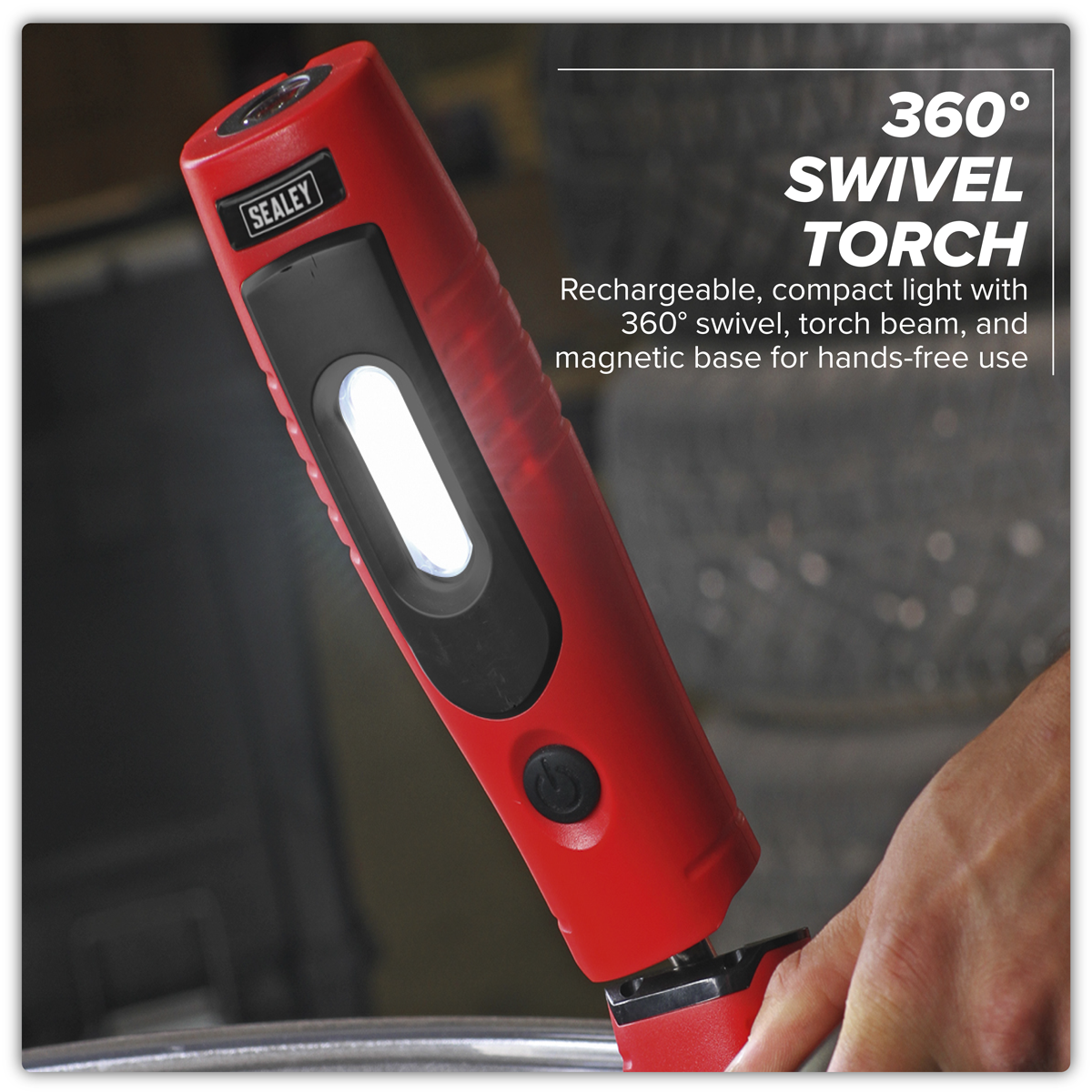 Sealey LED3602R Rechargeable 360° Inspection Light 4W & 3W SMD LED - Red