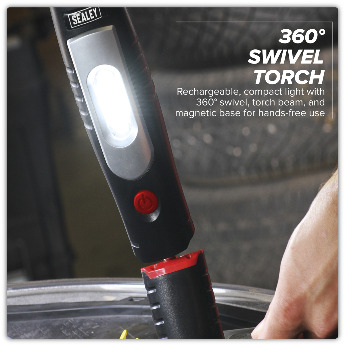 Sealey LED3602 Rechargeable 360° Inspection Light 4W & 3W SMD LED - Black