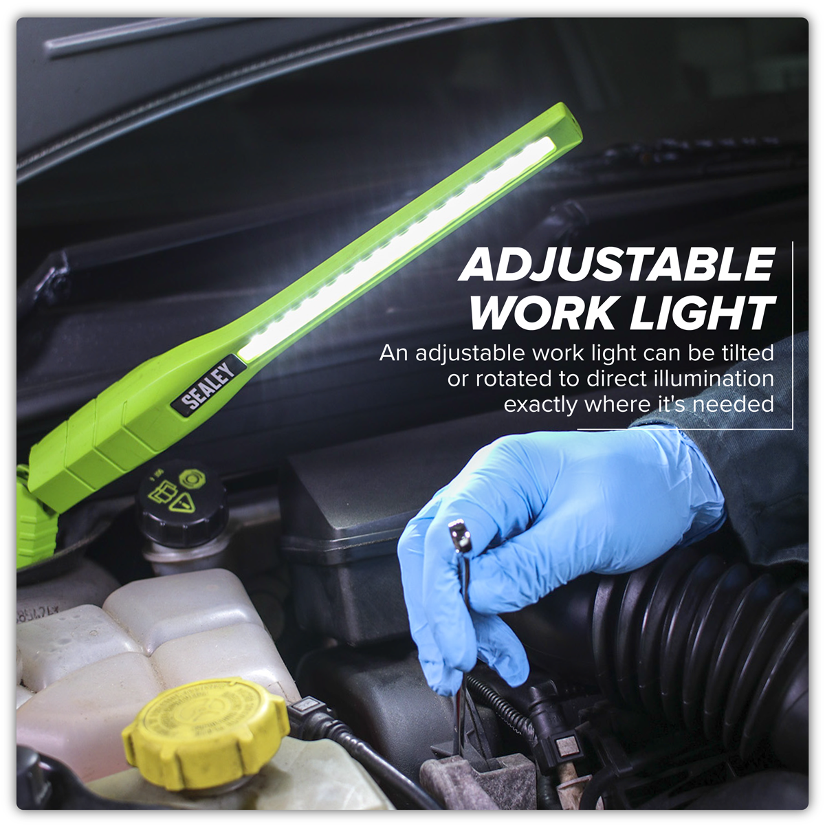 Sealey LED3604G Rechargeable 360° Slim Inspection Light 8W & 1W SMD LED - Green