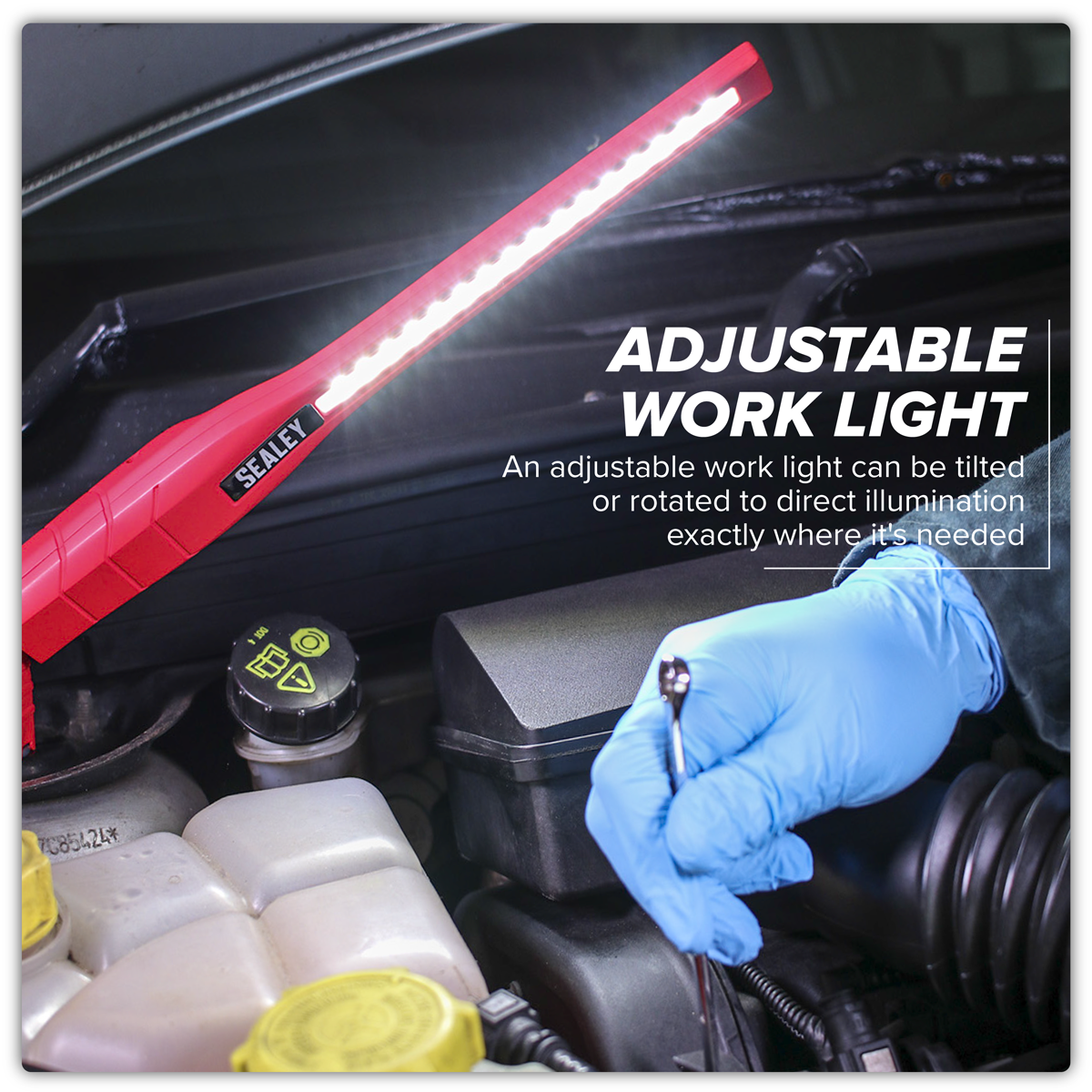 Sealey LED3604R Rechargeable 360° Slim Inspection Light 8W & 1W SMD LED - Red