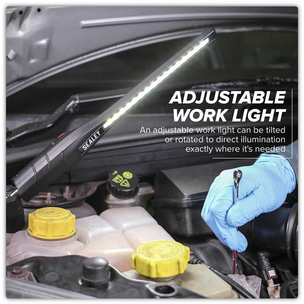 Sealey LED3604 Rechargeable 360° Slim Inspection Light 8W & 1W SMD LED - Black
