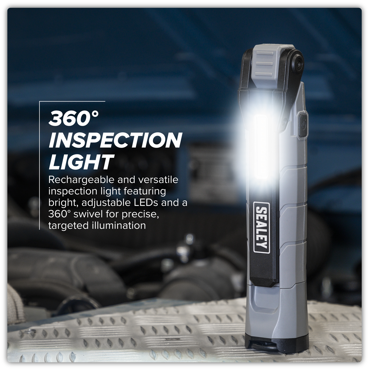 Sealey LED3605GR Rechargeable 360° Inspection Light 10W & 2 x 4W SMD LED - Grey