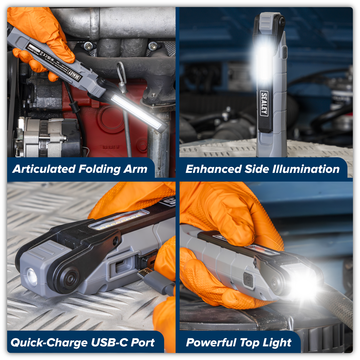 Sealey LED3605GR Rechargeable 360° Inspection Light 10W & 2 x 4W SMD LED - Grey