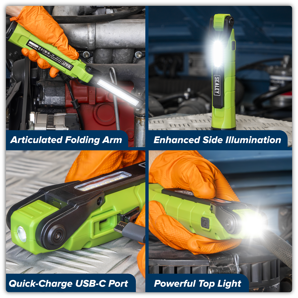 Sealey LED3605G Rechargeable 360° Inspection Light 10W & 2 x 4W SMD LED - Green