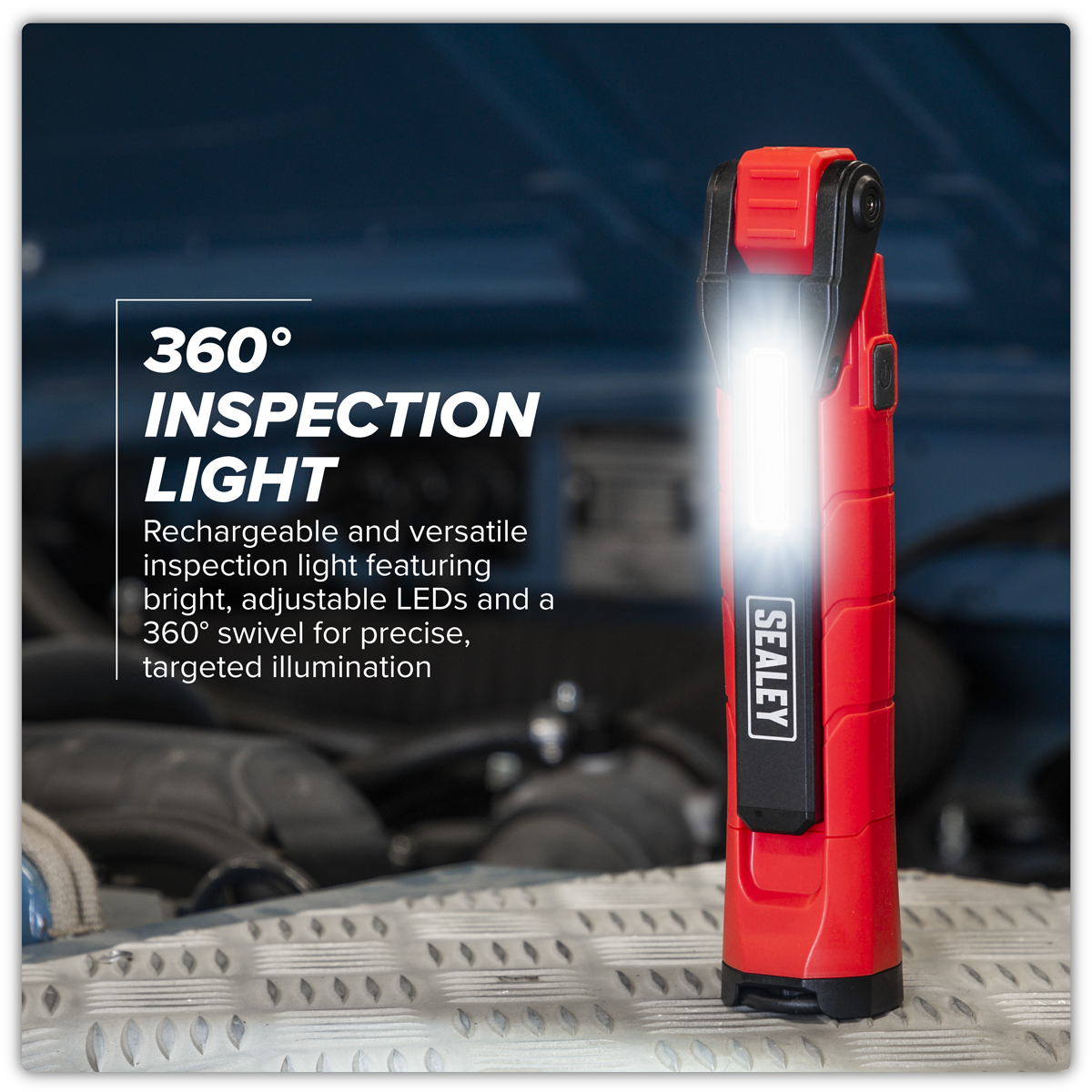 Sealey LED3605R Rechargeable 360° Inspection Light 10W & 2 x 4W SMD LED - Red