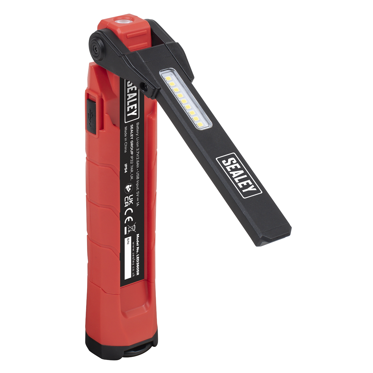 Sealey LED3605R Rechargeable 360° Inspection Light 10W & 2 x 4W SMD LED - Red