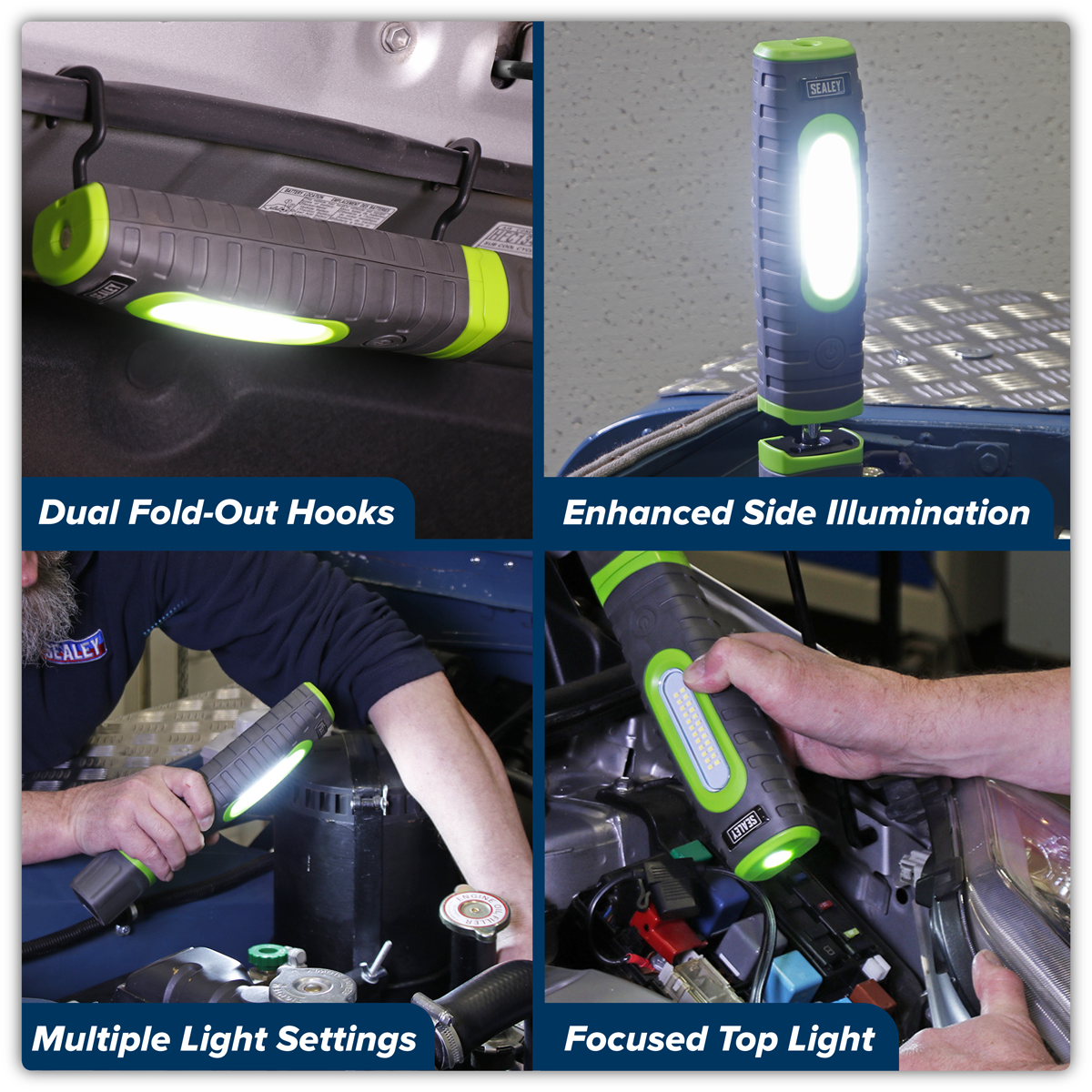 Sealey LED3606G Rechargeable 360° Inspection Light 15W & 3W SMD LED - Green