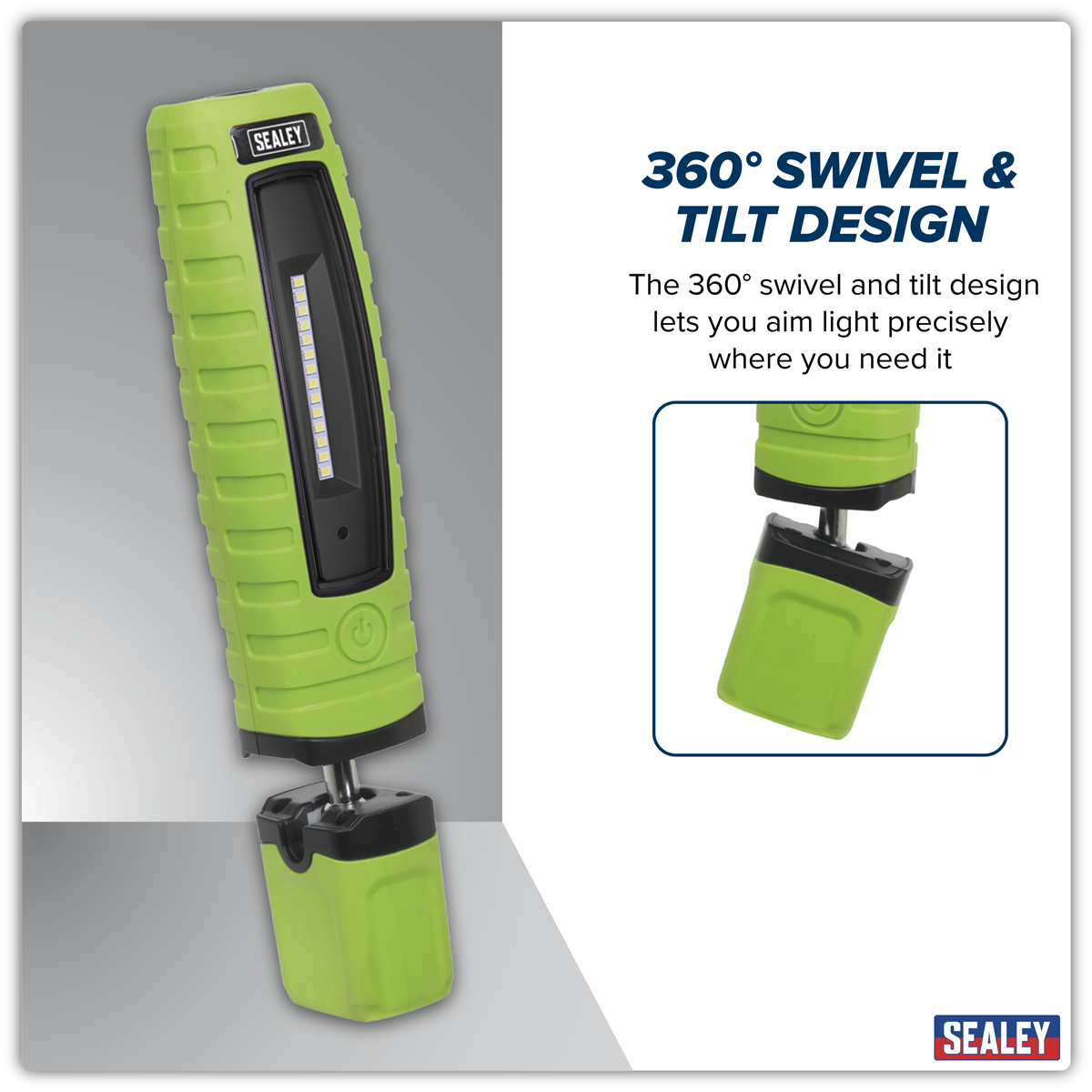 Sealey LED360G Rechargeable 360° Inspection Light 8W & 3W SMD LED - Green