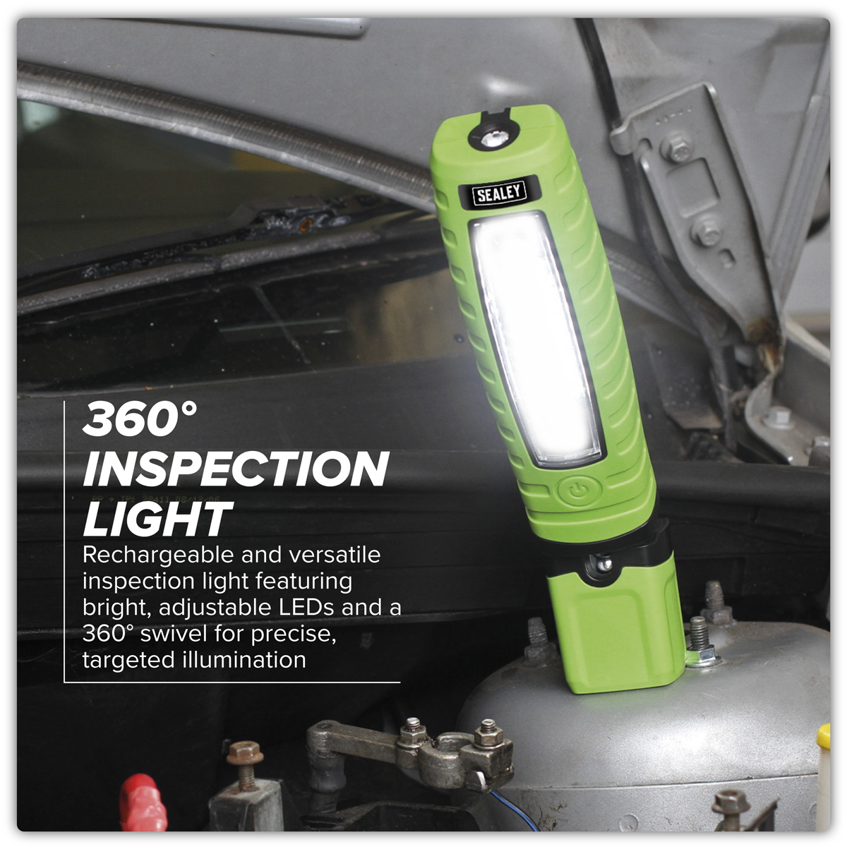 Sealey LED360G Rechargeable 360° Inspection Light 8W & 3W SMD LED - Green