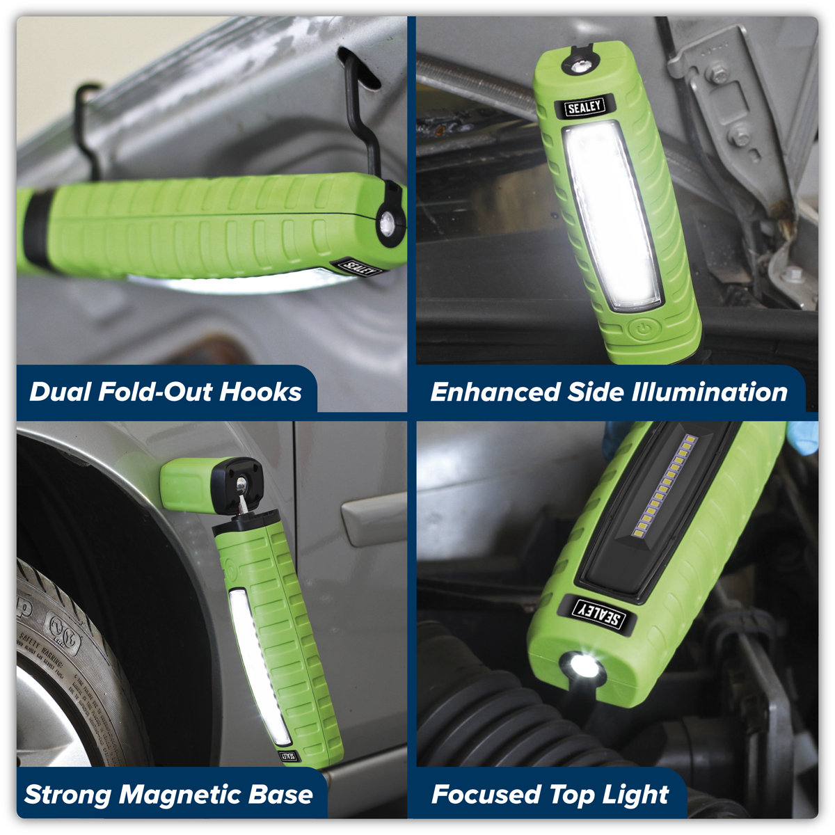 Sealey LED360G Rechargeable 360° Inspection Light 8W & 3W SMD LED - Green