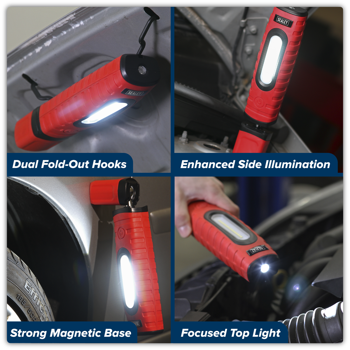 Sealey LED360PLUSR Rechargeable 360° Inspection Light 10W & 3W SMD LED - Red