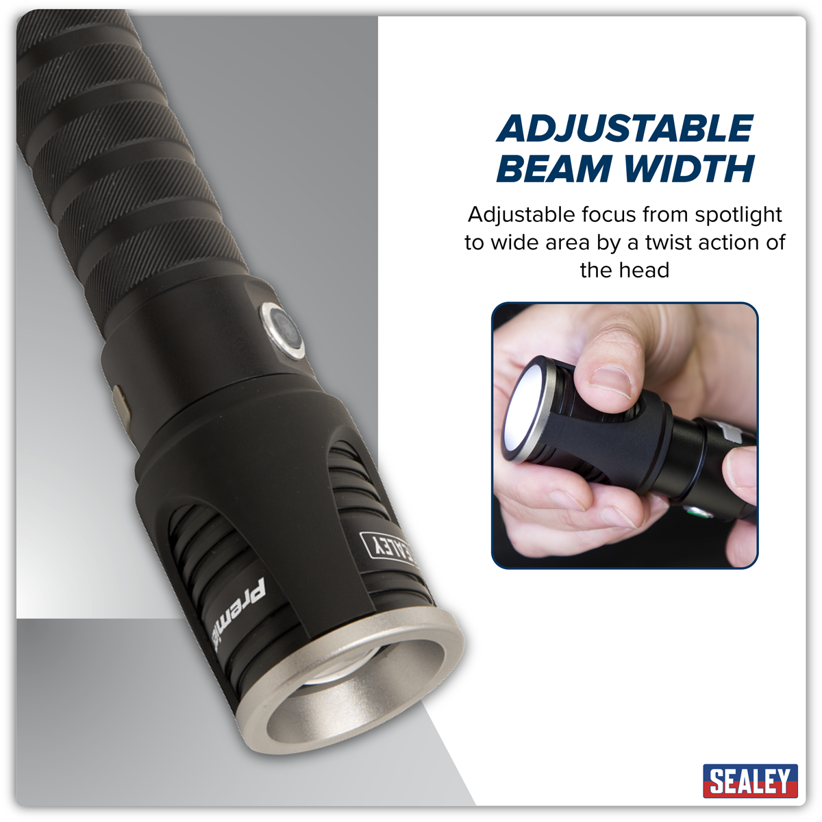 Sealey LED4492 Rechargeable Aluminium Torch with Adjustable Focus 10W SMD LED