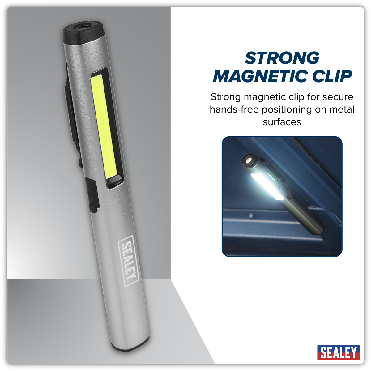 Sealey LED450UV Rechargeable UV Penlight Torch with Laser Pointer 5W COB & 3W SMD LED