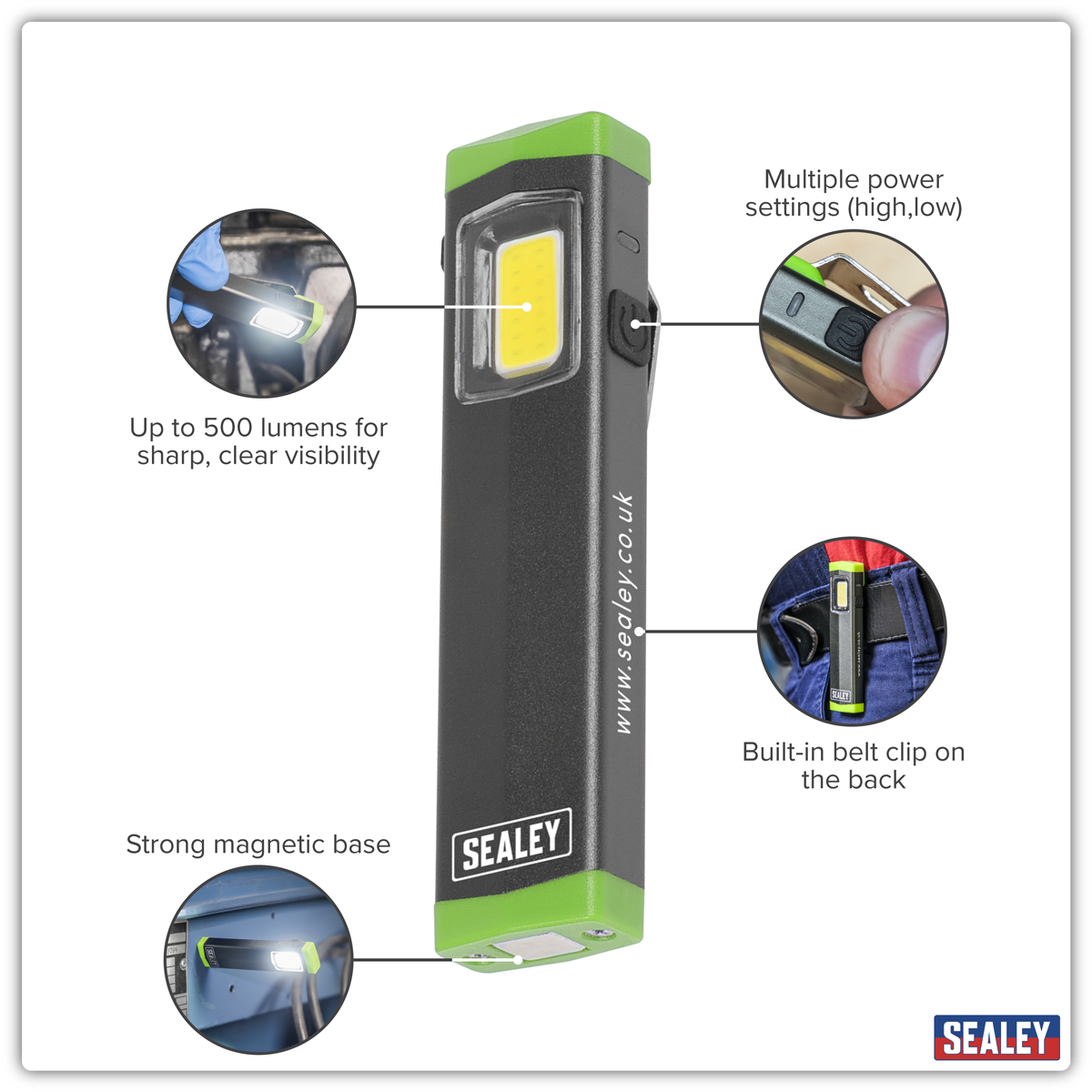 Sealey LED500SB Mini Super Beam Aluminium Pocket Light 3W COB LED