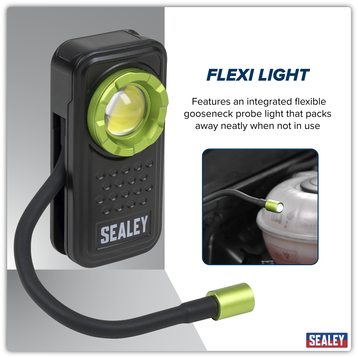 Sealey LED600FX Pocket Light with Flexi Inspection Light 8W COB LED & 1W SMD LED