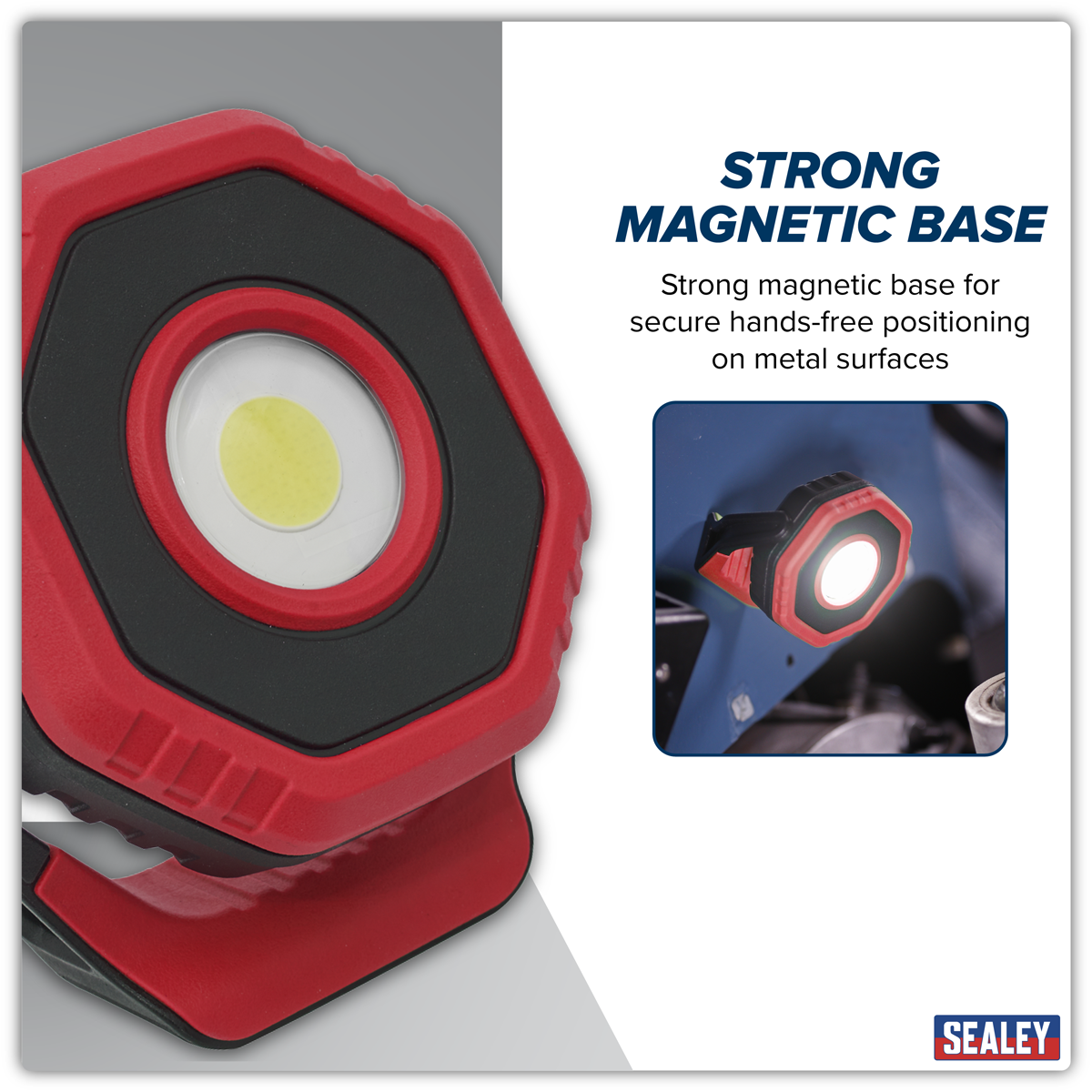 Sealey LED700PR Rechargeable 360° Pocket Floodlight with Magnet 7W COB LED - Red