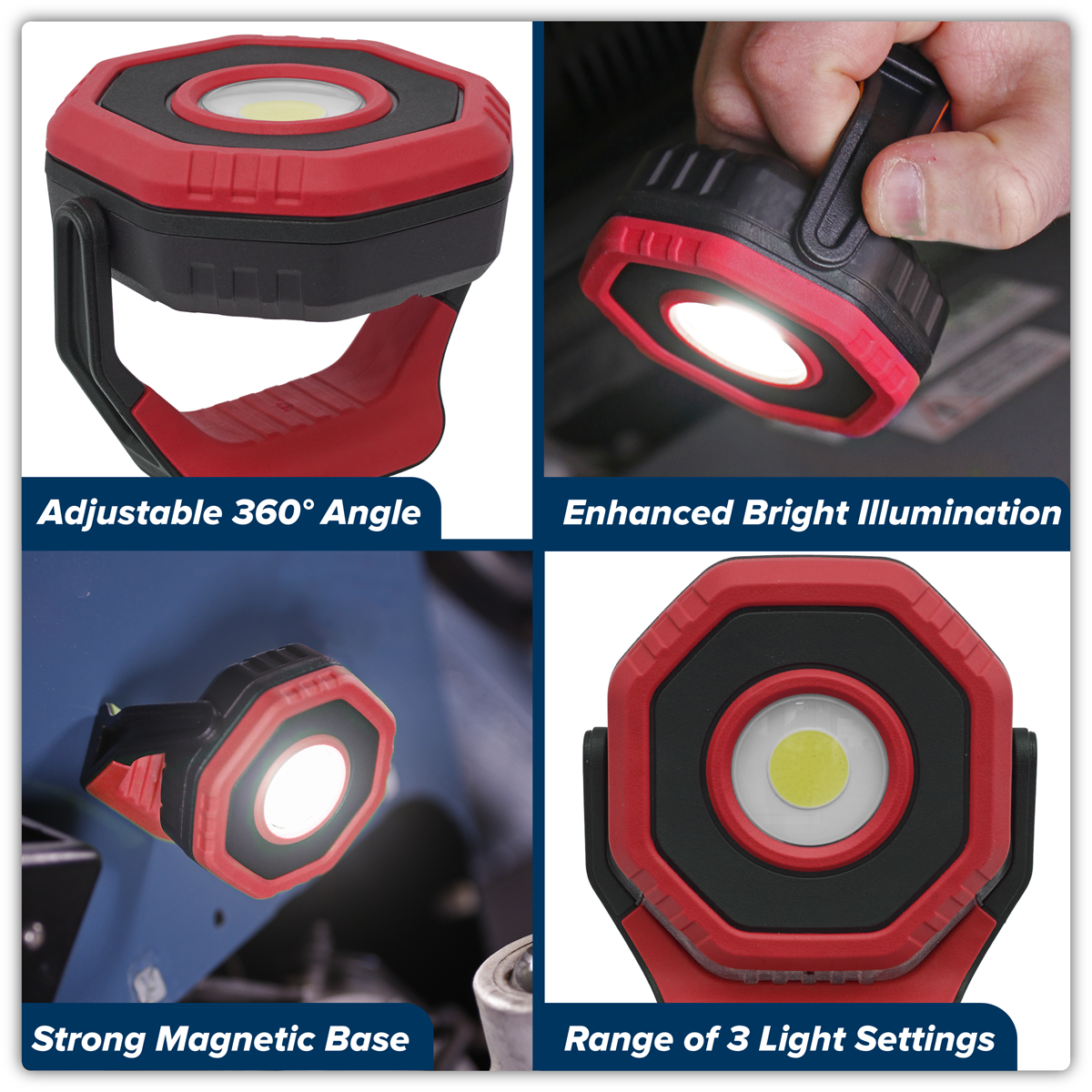 Sealey LED700PR Rechargeable 360° Pocket Floodlight with Magnet 7W COB LED - Red