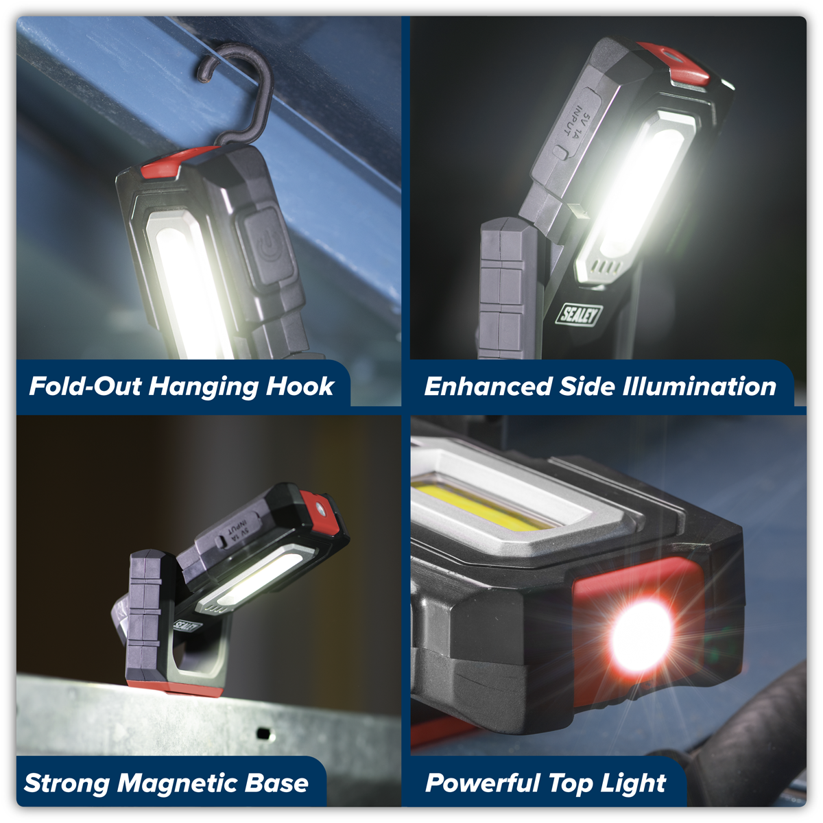 Sealey LEDWC03 Wireless Rechargeable Inspection Light 3W COB & 1W SMD LED