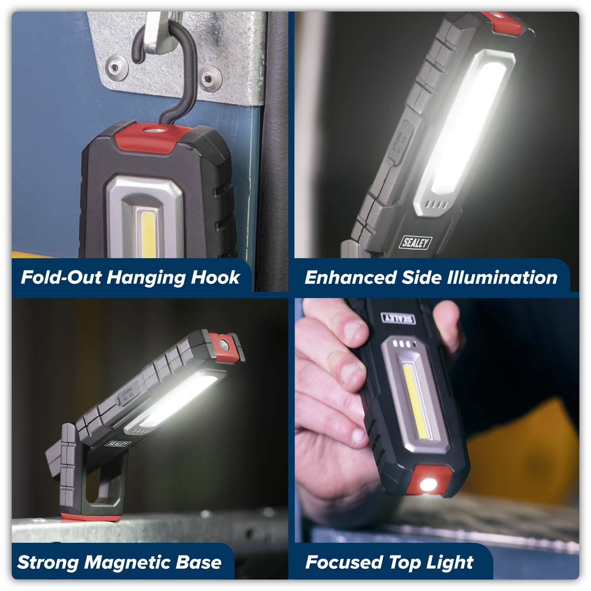 Sealey LEDWC04 Wireless Rechargeable Inspection Light 5W COB & 1W SMD LED
