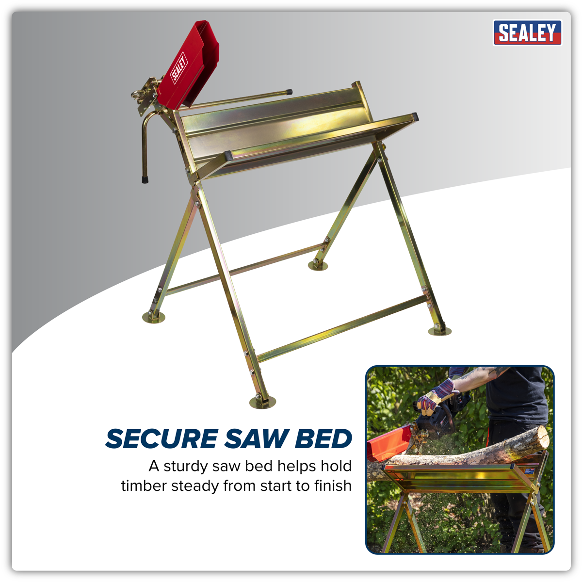 Sealey LSH150HD Heavy-Duty Sawhorse with Chainsaw Holder