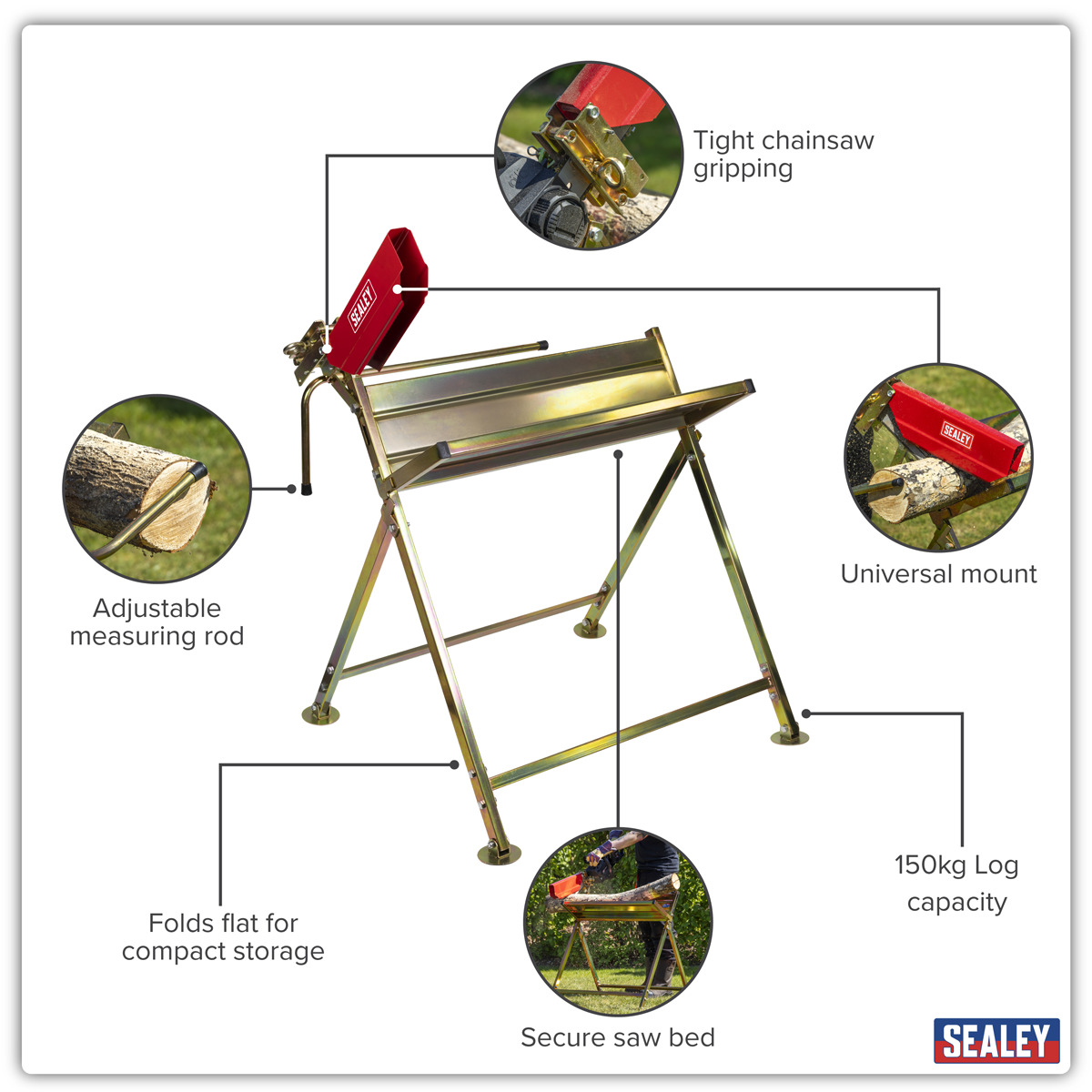 Sealey LSH150HD Heavy-Duty Sawhorse with Chainsaw Holder