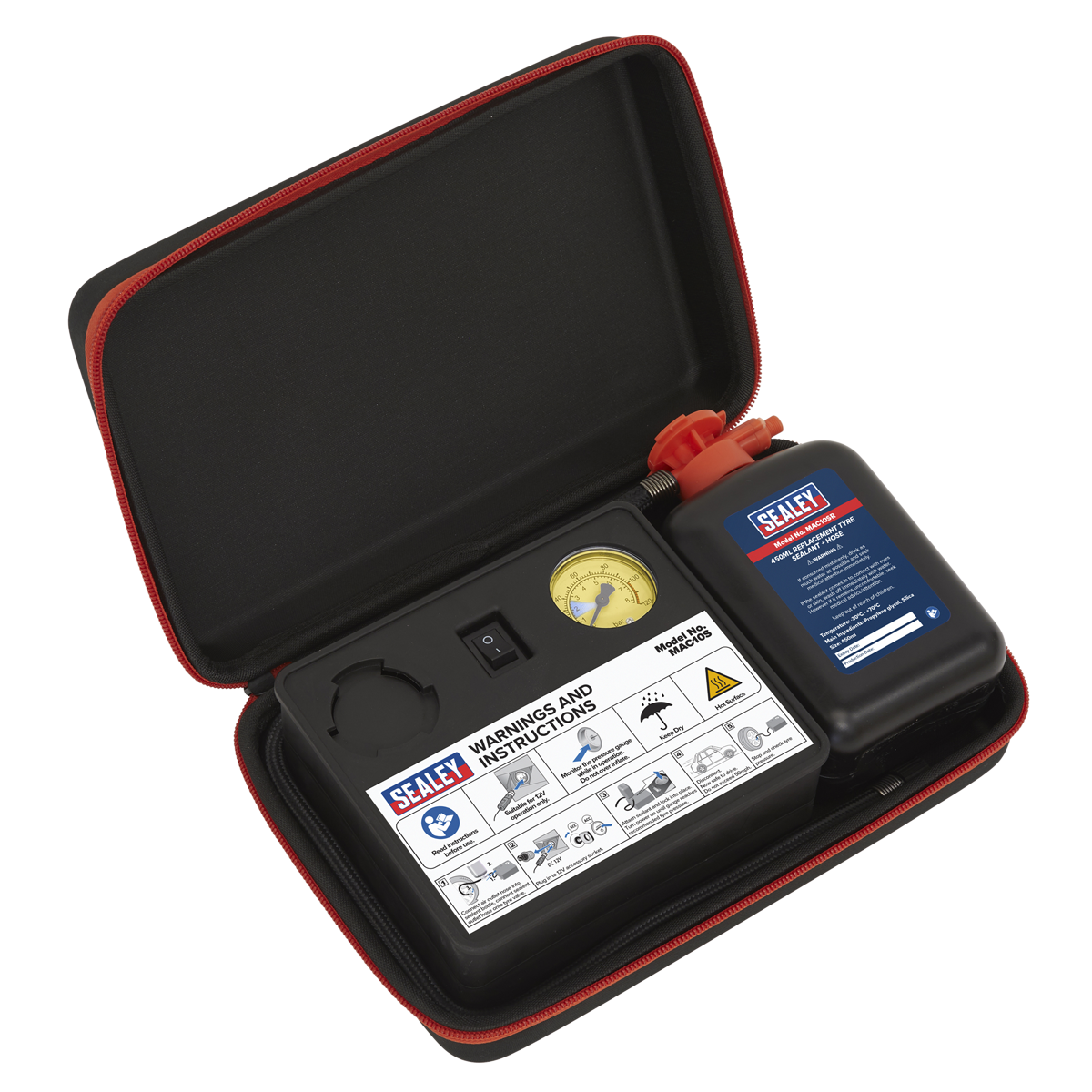 Sealey MAC10S Tyre Inflator & Emergency Puncture Sealant Kit 12V